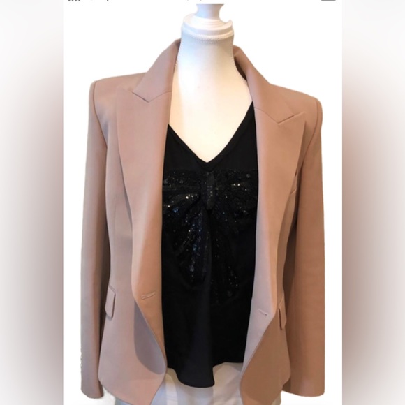 Hoss Intropia Black Silk Top with Beaded/ Sequin Bow and Puffed Sleeves - Picture 13 of 13